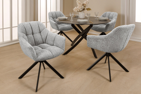 Set 2 scaune rotative PAPILLON 180° din tesatura boucle gri [2]