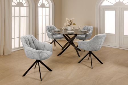 Set 2 scaune rotative PAPILLON 180° din tesatura boucle gri [7]