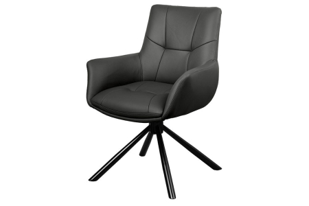 Scaune - Set 2 scaune rotative SIGNATURE 360° din piele neagra