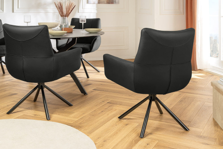 Set 2 scaune rotative SIGNATURE 360° din piele neagra [3]