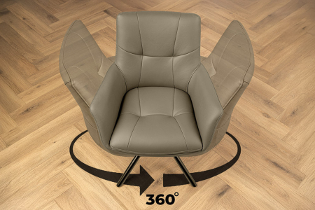 Set 2 scaune rotative SIGNATURE 360° din piele taupe [2]