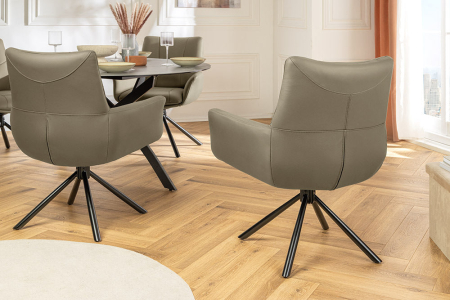 Set 2 scaune rotative SIGNATURE 360° din piele taupe [4]