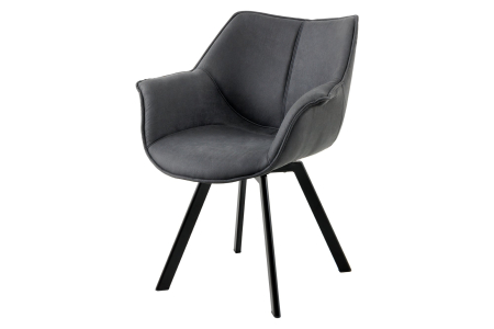 Scaune - Set 2 scaune rotative THE DUTCH RETRO din microfibra gri