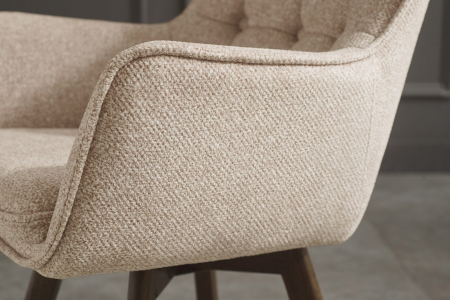 Set 2 scaune rotative THOR 360°  din material texturat bej si lemn de stejar [5]