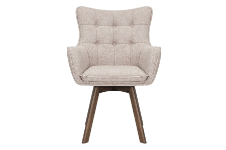 Set 2 scaune rotative THOR 360°  din material texturat bej si lemn de stejar [2]