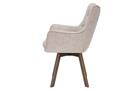 Set 2 scaune rotative THOR 360°  din material texturat bej si lemn de stejar [3]