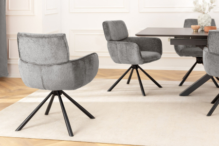 Set 2 scaune rotative UNIQUE 180° din chenille gri [5]