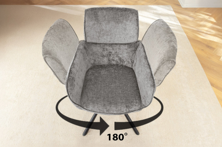 Set 2 scaune rotative UNIQUE 180° din chenille gri [6]