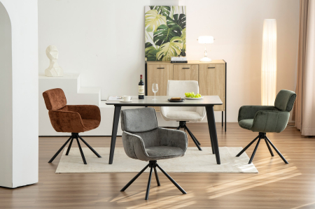 Set 2 scaune rotative UNIQUE 180° din chenille maro [2]