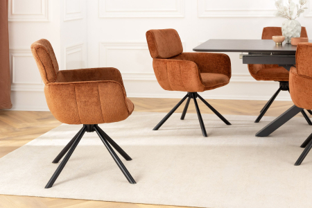 Set 2 scaune rotative UNIQUE 180° din chenille maro [4]