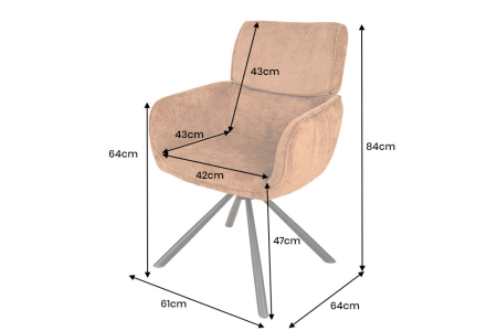 Set 2 scaune rotative UNIQUE 180° din chenille maro [9]