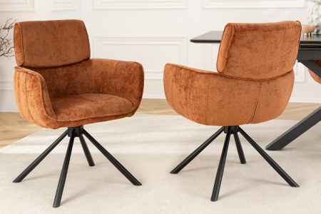 Set 2 scaune rotative UNIQUE 180° din chenille maro [1]