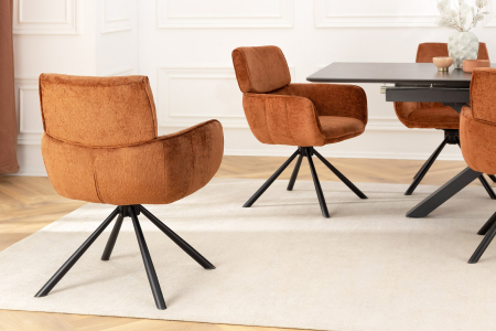 Set 2 scaune rotative UNIQUE 180° din chenille maro [5]