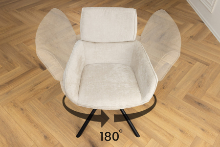Set 2 scaune rotative UNIQUE 180° din chenille sampanie [5]