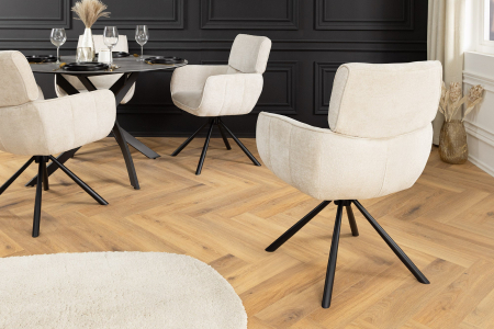 Set 2 scaune rotative UNIQUE 180° din chenille sampanie [4]