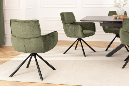 Set 2 scaune rotative UNIQUE 180° din chenille verde [5]