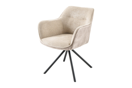 Scaune - Set 2 scaune rotative VERONA din material structurat si catifea sampanie