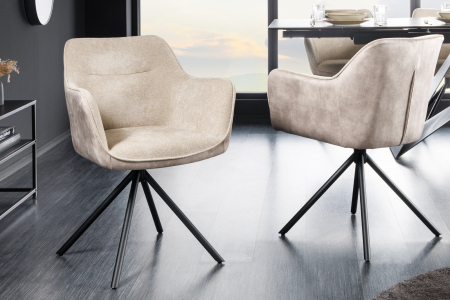 Set 2 scaune rotative VERONA din material structurat si catifea sampanie [2]
