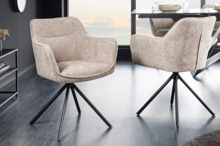 Set 2 scaune rotative VERONA din material texturat bej [2]