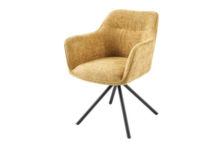 Scaune - Set 2 scaune rotative VERONA din material texturat galben mustar