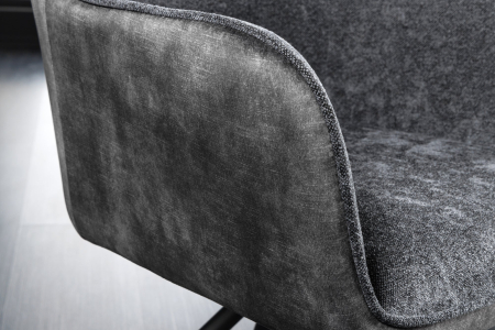 Set 2 scaune rotative VERONA din material texturat si catifea gri inchis [5]
