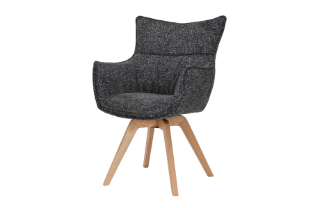 Scaune - Set 2 scaune rotative VOGUE 360° din material texturat antracit si lemn de stejar