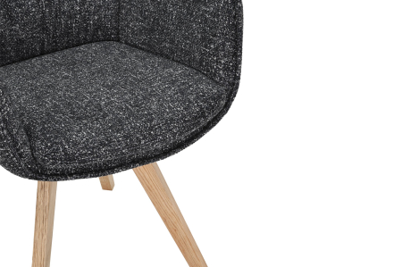 Set 2 scaune rotative VOGUE 360° din material texturat antracit si lemn de stejar [6]