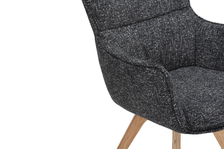 Set 2 scaune rotative VOGUE 360° din material texturat antracit si lemn de stejar [5]