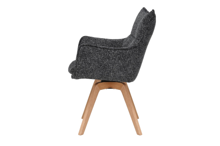 Set 2 scaune rotative VOGUE 360° din material texturat antracit si lemn de stejar [2]