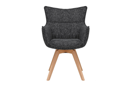 Set 2 scaune rotative VOGUE 360° din material texturat antracit si lemn de stejar [1]