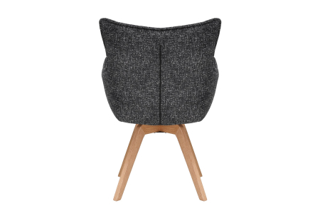 Set 2 scaune rotative VOGUE 360° din material texturat antracit si lemn de stejar [3]