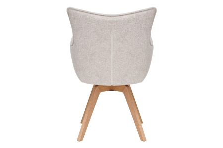 Set 2 scaune rotative VOGUE 360° din material texturat bej si lemn de stejar [5]