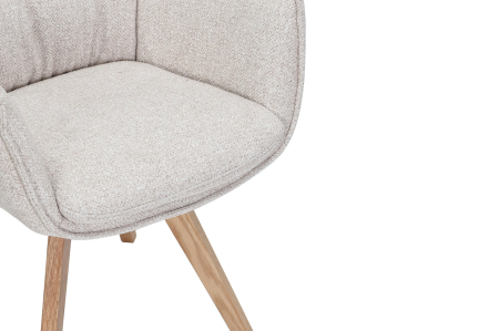 Set 2 scaune rotative VOGUE 360° din material texturat bej si lemn de stejar [9]