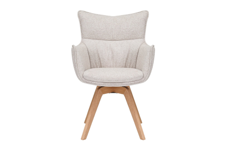 Set 2 scaune rotative VOGUE 360° din material texturat bej si lemn de stejar [3]