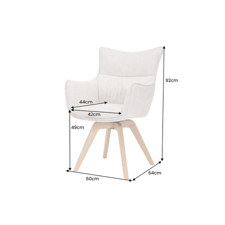 Set 2 scaune rotative VOGUE 360° din material texturat maro si lemn de stejar [10]