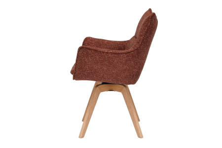 Set 2 scaune rotative VOGUE 360° din material texturat maro si lemn de stejar [4]