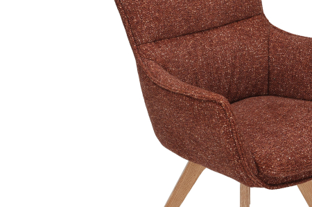 Set 2 scaune rotative VOGUE 360° din material texturat maro si lemn de stejar [8]