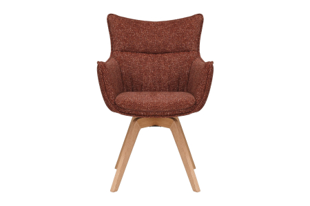 Set 2 scaune rotative VOGUE 360° din material texturat maro si lemn de stejar [3]