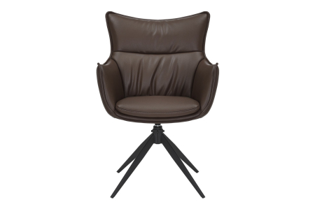 Set 2 scaune rotative VOGUE 360° din piele artificiala maro si metal [3]