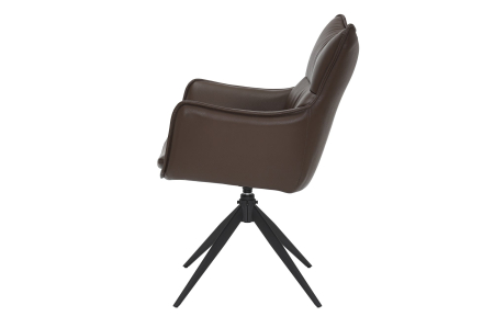 Set 2 scaune rotative VOGUE 360° din piele artificiala maro si metal [4]