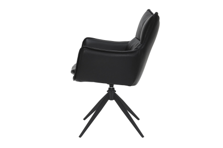 Set 2 scaune rotative VOGUE 360° din piele artificiala neagra si metal [4]