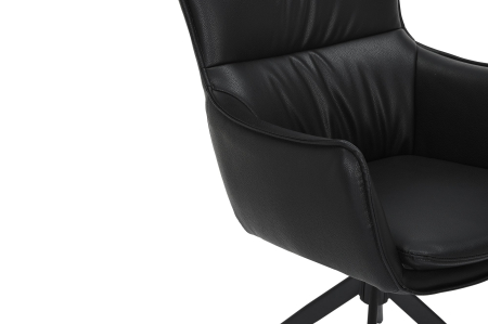 Set 2 scaune rotative VOGUE 360° din piele artificiala neagra si metal [8]