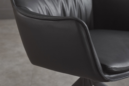 Set 2 scaune rotative VOGUE 360° din piele artificiala neagra si metal [6]