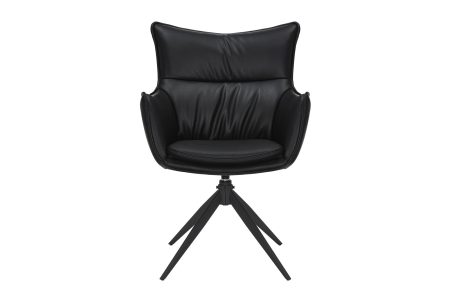 Set 2 scaune rotative VOGUE 360° din piele artificiala neagra si metal [3]