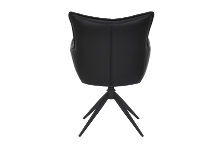 Set 2 scaune rotative VOGUE 360° din piele artificiala neagra si metal [5]