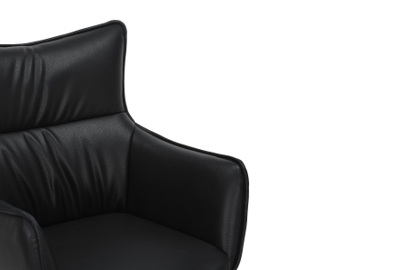 Set 2 scaune rotative VOGUE 360° din piele artificiala neagra si metal [7]