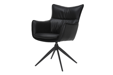 Scaune - Set 2 scaune rotative VOGUE 360° din piele artificiala neagra si metal