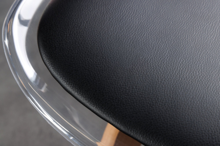 Set 2 scaune SCANDINAVIA MEISTERSTÜCK transparente cu sezut din piele neagra si picioare din lemn de fag [7]