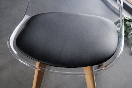 Set 2 scaune SCANDINAVIA MEISTERSTÜCK transparente cu sezut din piele neagra si picioare din lemn de fag [6]