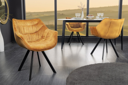 Set 2 scaune THE DUTCH COMFORT din catifea galben mustar [1]